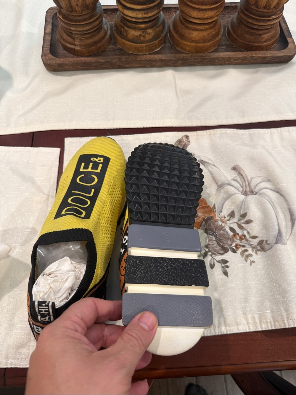 Dolce & Gabbana Yellow and Black Logo Slip-On Sneakers